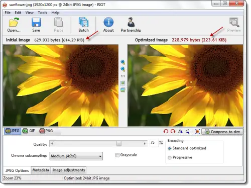 Radical Image Optimization Tool (RIOT) を使用すると、画像を簡単に最適化できます