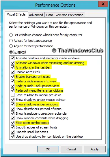 Windows 11/10 で視覚効果を無効にしてパフォーマンスを最適化する