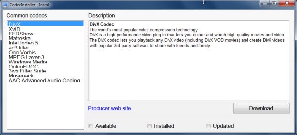 CodecInstaller を使用して不足しているコーデックを数分で特定してインストールする