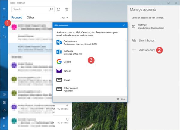 Windows 11/10のメールアプリに複数のメールアカウントを設定して追加する
