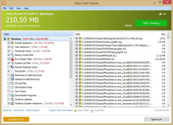 Glary Disk Cleaner: Windows 用の無料ディスク クリーニング ツール