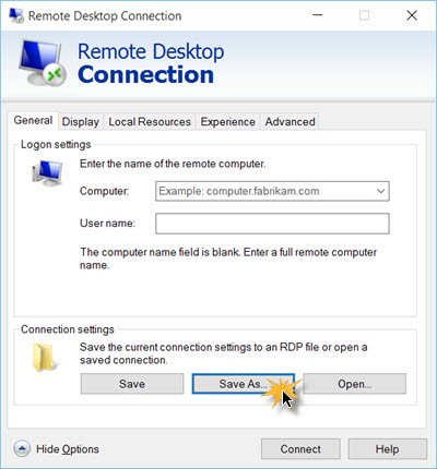 Windows 11/10でリモートデスクトップ接続のショートカットを作成する方法