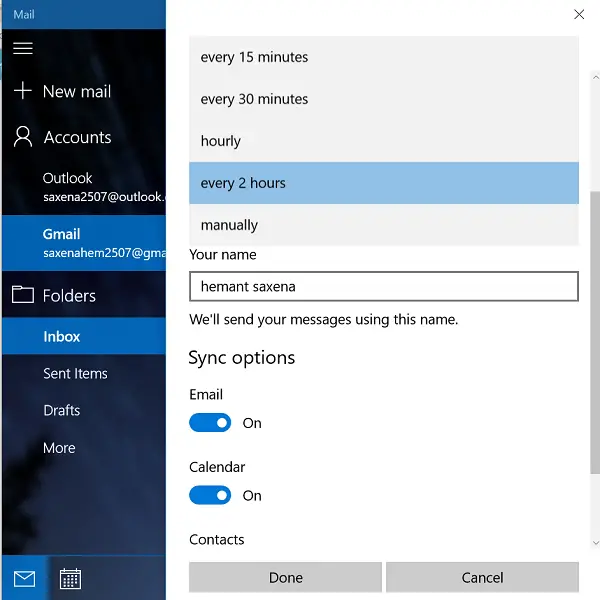 Windows 11/10でメールアプリの同期設定を管理する