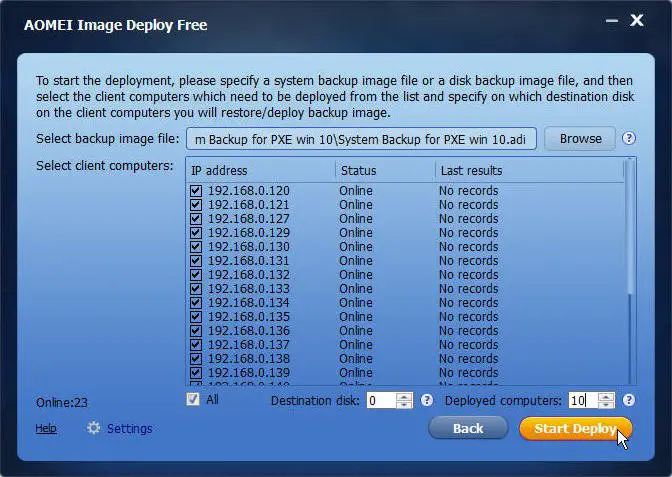 AOMEI Image Deploy Freeを使用してシステムイメージを複数のコンピュータに展開する