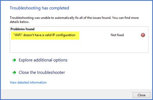 Windows 11/10 ではイーサネットまたは WiFi に有効な IP 構成がありません