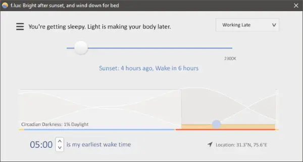 f.lux for Windows は夜間に画面を温め、目の疲れを軽減します