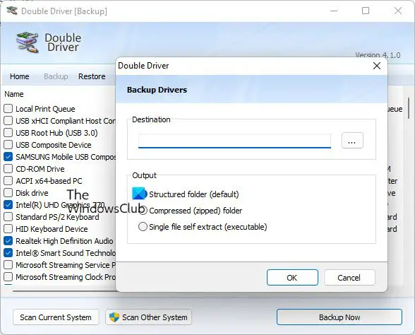Windows PC 用 Double Driver を使用したドライバーのバックアップと復元