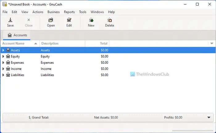 GnuCash for Windows 11/10: 中小企業向けの無料会計ソフトウェア