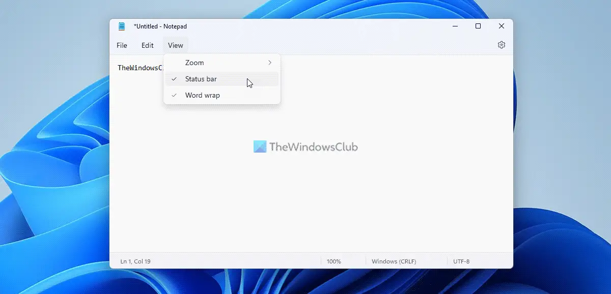Windows 11/10のメモ帳でステータスバーを有効にする方法
