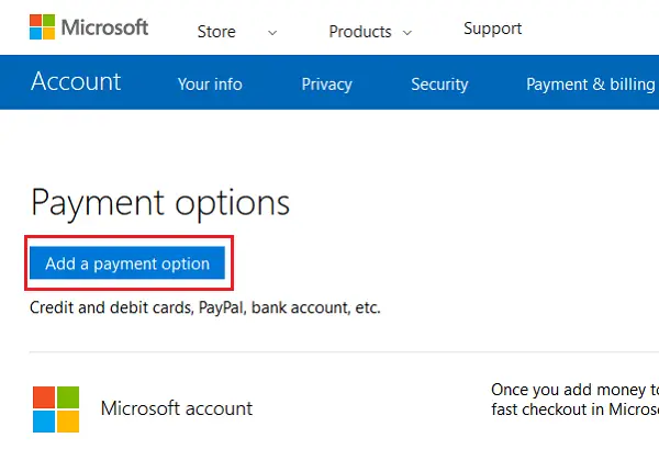 Microsoft アカウントの支払いに関する問題のトラブルシューティング