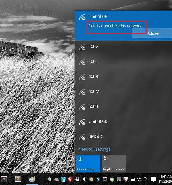 Windows 11/10ではこのネットワークに接続できませんエラー