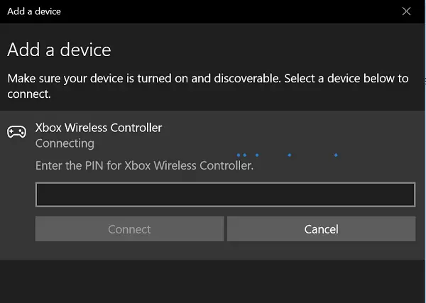 ワイヤレス Xbox One コントローラーには Windows 11/10 の PIN が必要です
