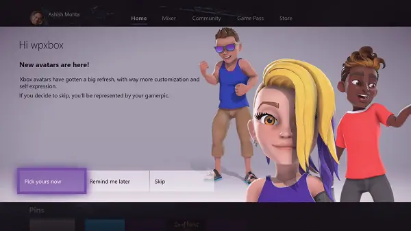 Xbox One で自分用の Xbox アバターを作成する