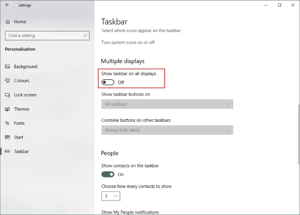 セカンドディスプレイでWindowsタスクバーを無効にする方法