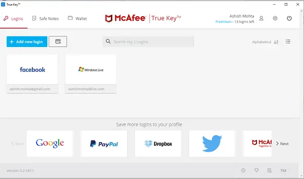 Windows PC、Android、iPhone 用 True Key パスワード マネージャー