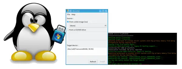 Linux 上で Windows ブート可能 USB を作成する方法