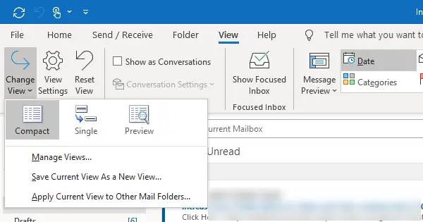 Outlook で受信トレイ ビューを作成、管理、変更する方法