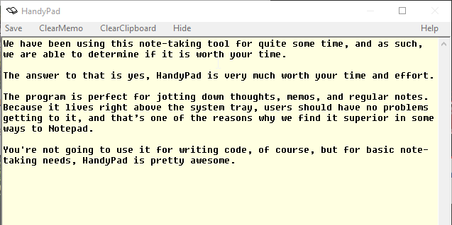 HandyPad は、Windows PC 用の自動保存メモ帳の代替品です。