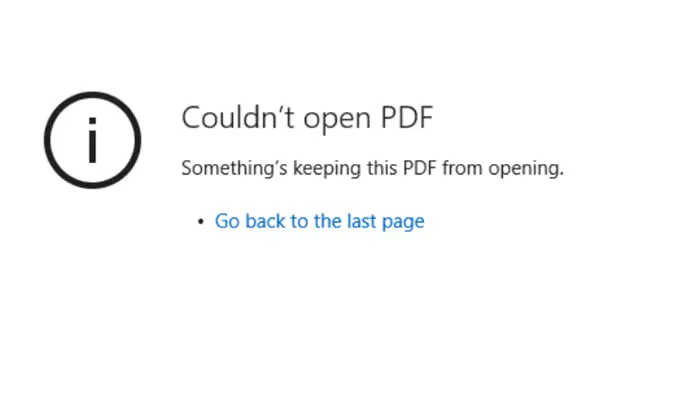 Edge で PDF を開けませんでした。何かが原因でこの PDF を開くことができません