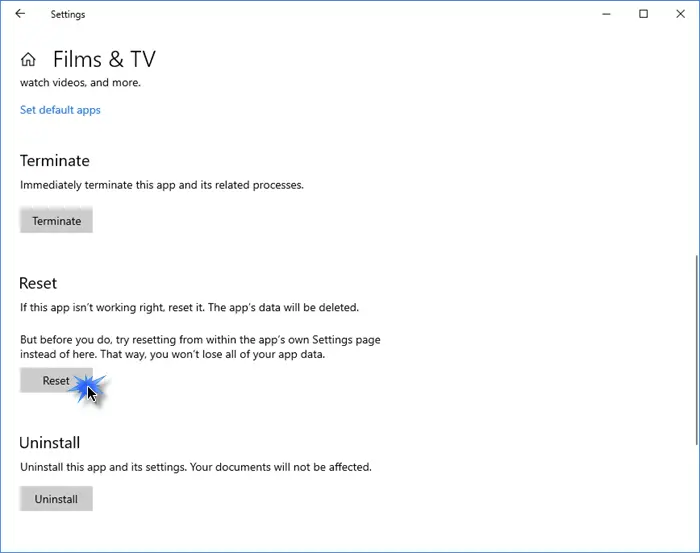 Windows 11/10 で映画 &amp; TV アプリがフリーズする、動作しない、または開かない
