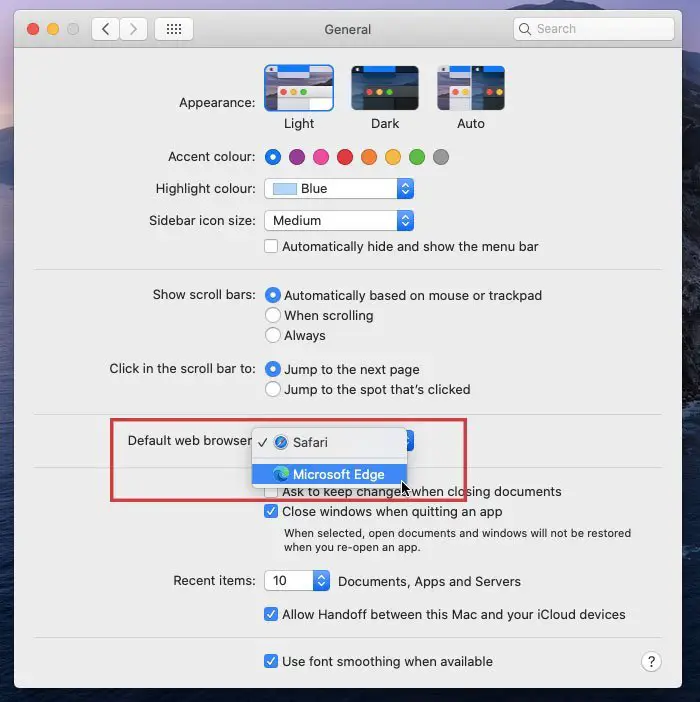 Mac で Microsoft Edge をデフォルトのブラウザとして設定する方法