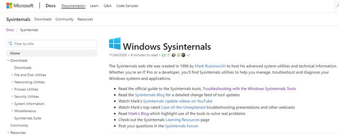 Sysinternals Suite: Windows システムとアプリの管理、トラブルシューティング、診断