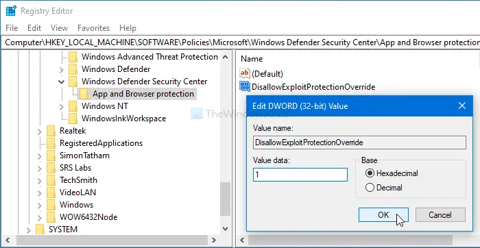 ユーザーが Windows セキュリティのエクスプロイト保護設定を変更できないようにする