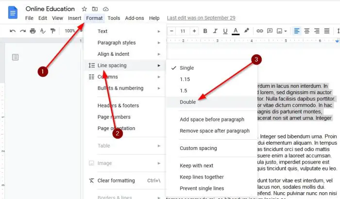 Google ドキュメントでダブルスペースを使用する方法