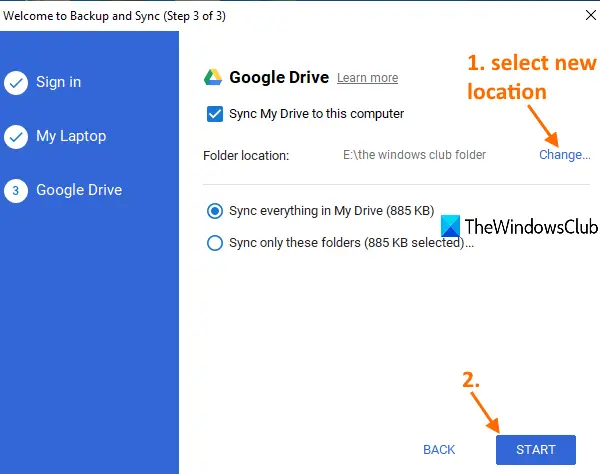 Windows 11/10でGoogleドライブフォルダーの場所を変更する方法