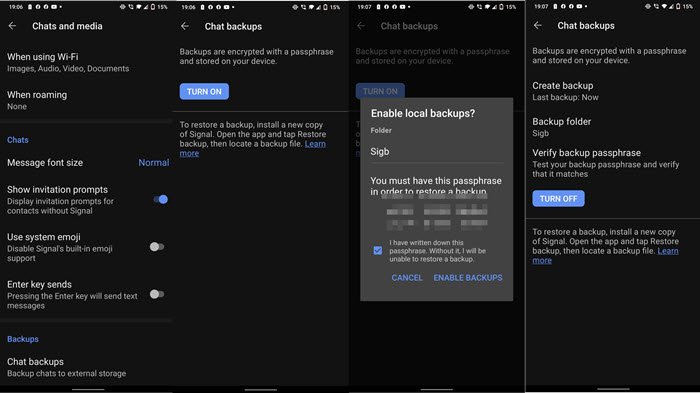 Signal チャットをバックアップおよび復元する方法