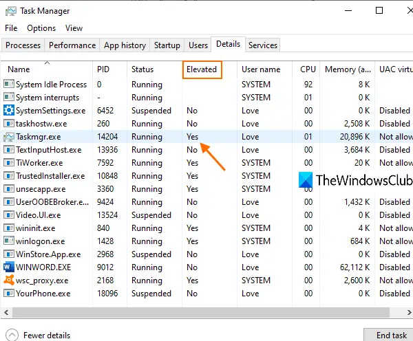 Windows 11/10でプロセスが管理者権限で実行されているかどうかを確認する方法
