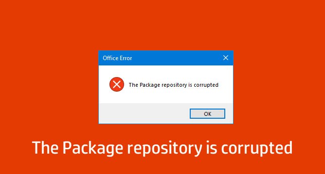 パッケージ リポジトリが破損している Office エラーです