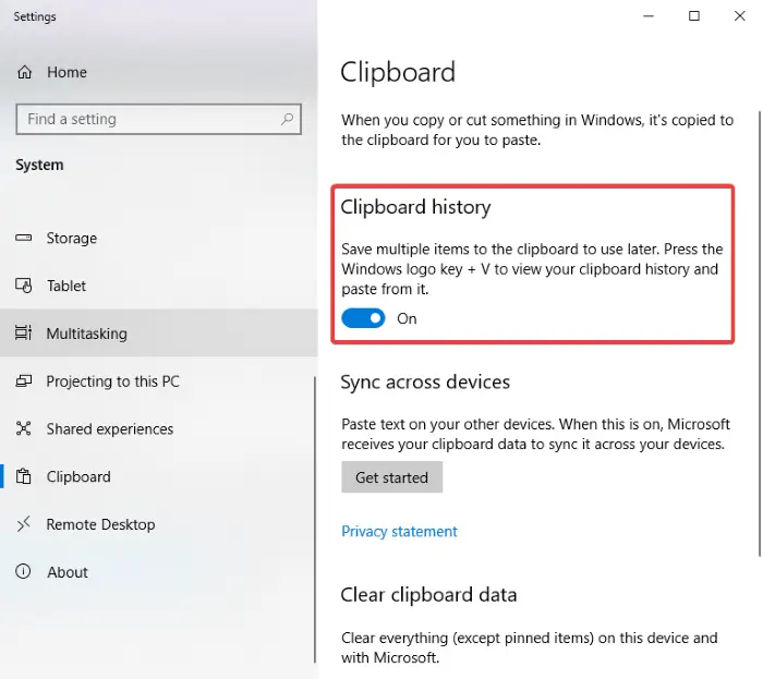 Windows 11 でクリップボード履歴が機能しない