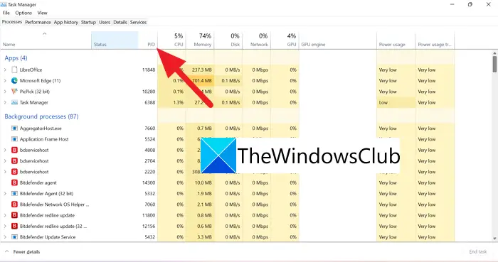 Windows 11/10でアプリケーションプロセスIDを確認する方法