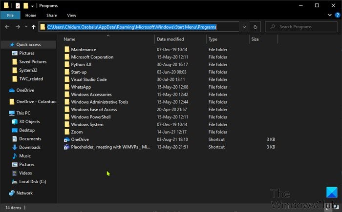 Windows 11/10のスタートメニューのすべてのアプリで項目を追加または削除する方法