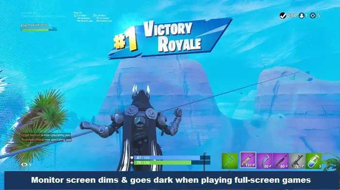 PC で全画面ゲームをプレイするとモニター画面が暗くなり、暗くなります