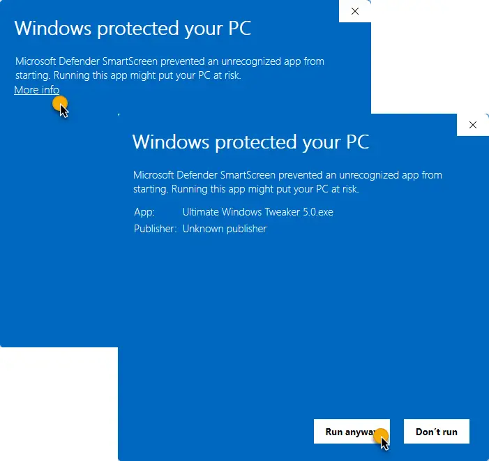 Microsoft Defender SmartScreen により、認識されないアプリの起動が妨げられました