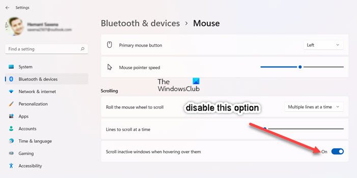 Windows マウスは自動的に上下にスクロールします