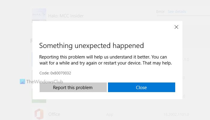 Windows 11/10のMicrosoftストアエラー0x80070032を修正