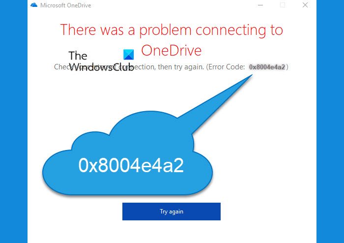 OneDriveエラーコード0x8004e4a2を修正する
