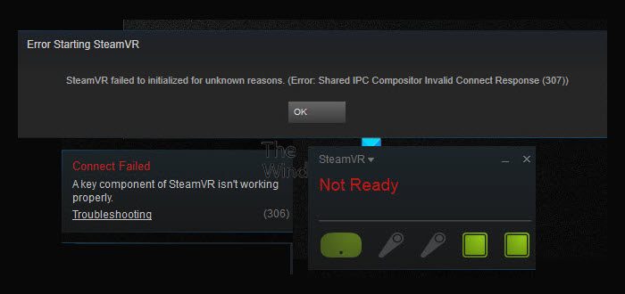 共有 IPC コンポジターの無効な接続応答 (307) SteamVR エラー