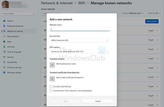 Wi-Fi Certificate Error
