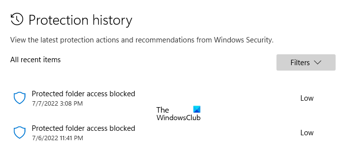 Windows セキュリティ保護履歴をクリアする時間を変更します