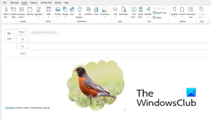 Outlook で [図形にトリミング] ボタンを有効にして使用する方法