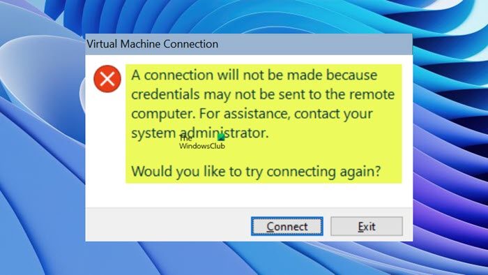 VMconnect.exe アプリケーション エラー。仮想マシンに接続できません