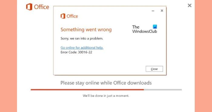Office のインストール時のエラー 30016-22 を修正する
