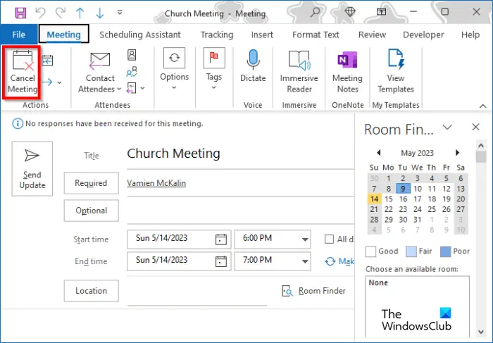 Outlook で会議をキャンセルする方法、またはキャンセルされた会議を復元する方法