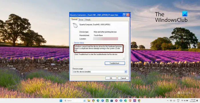 コード 42、システム内で重複したデバイスが既に実行されているため、Windows はこのハードウェアのデバイス ドライバーを読み込むことができません