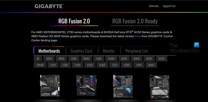 Gigabyte RGB Fusion が動作しない、または何も検出されない